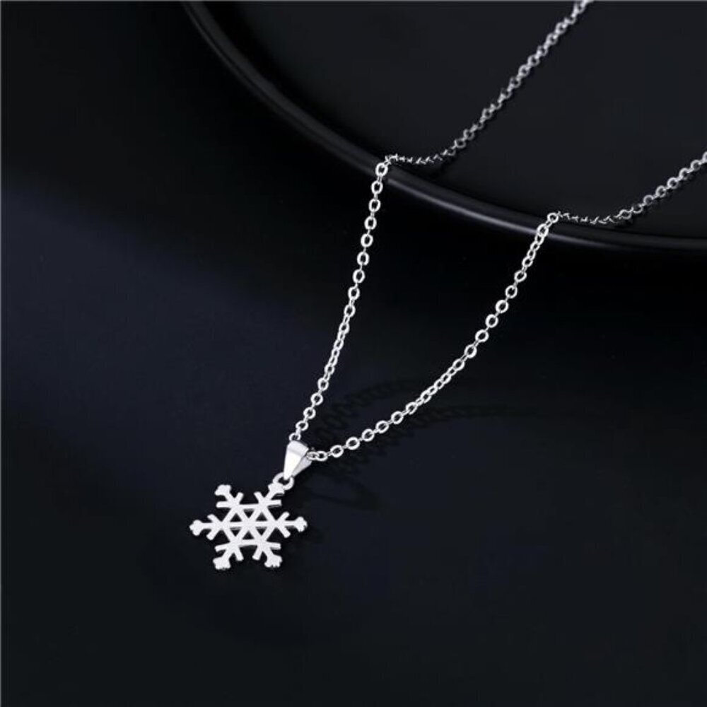 Snowflake Necklace Sterling Silver Pendant for Women - Picture 4 of 7